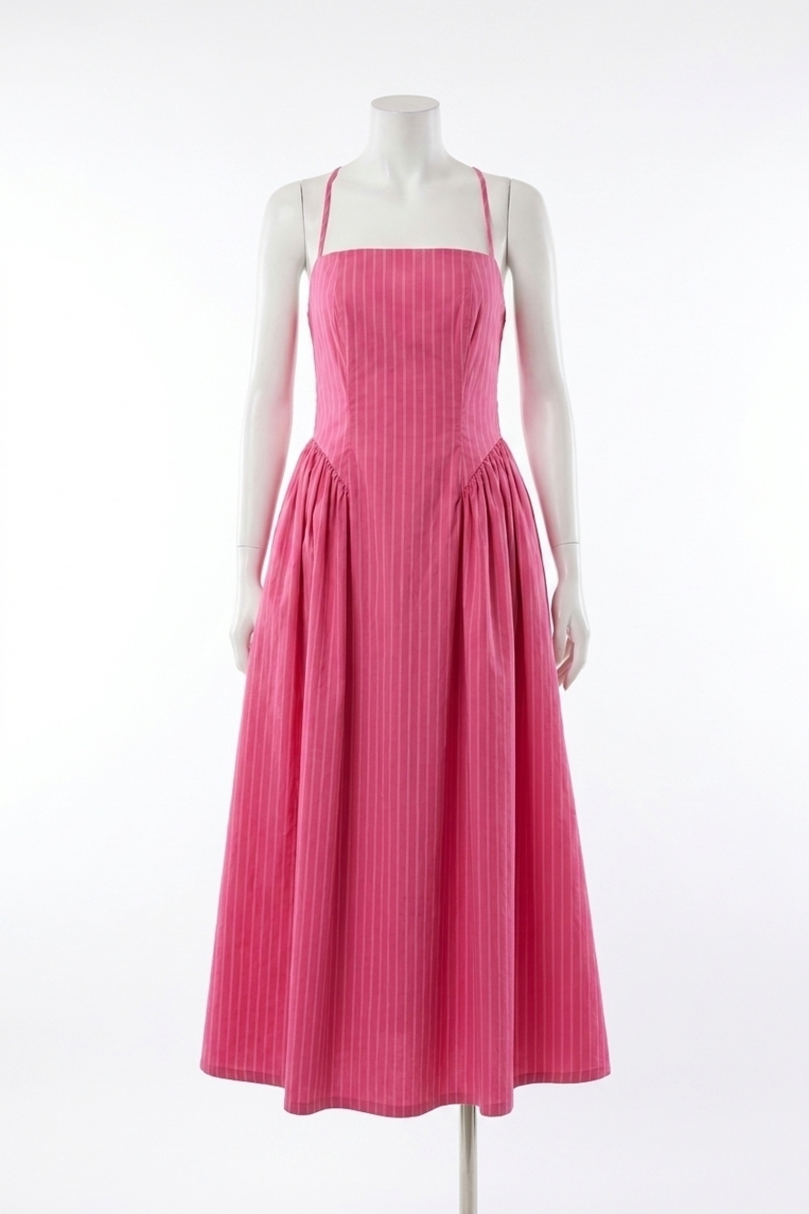 NEW PISTOLA sadee midi dress in magenta stripe